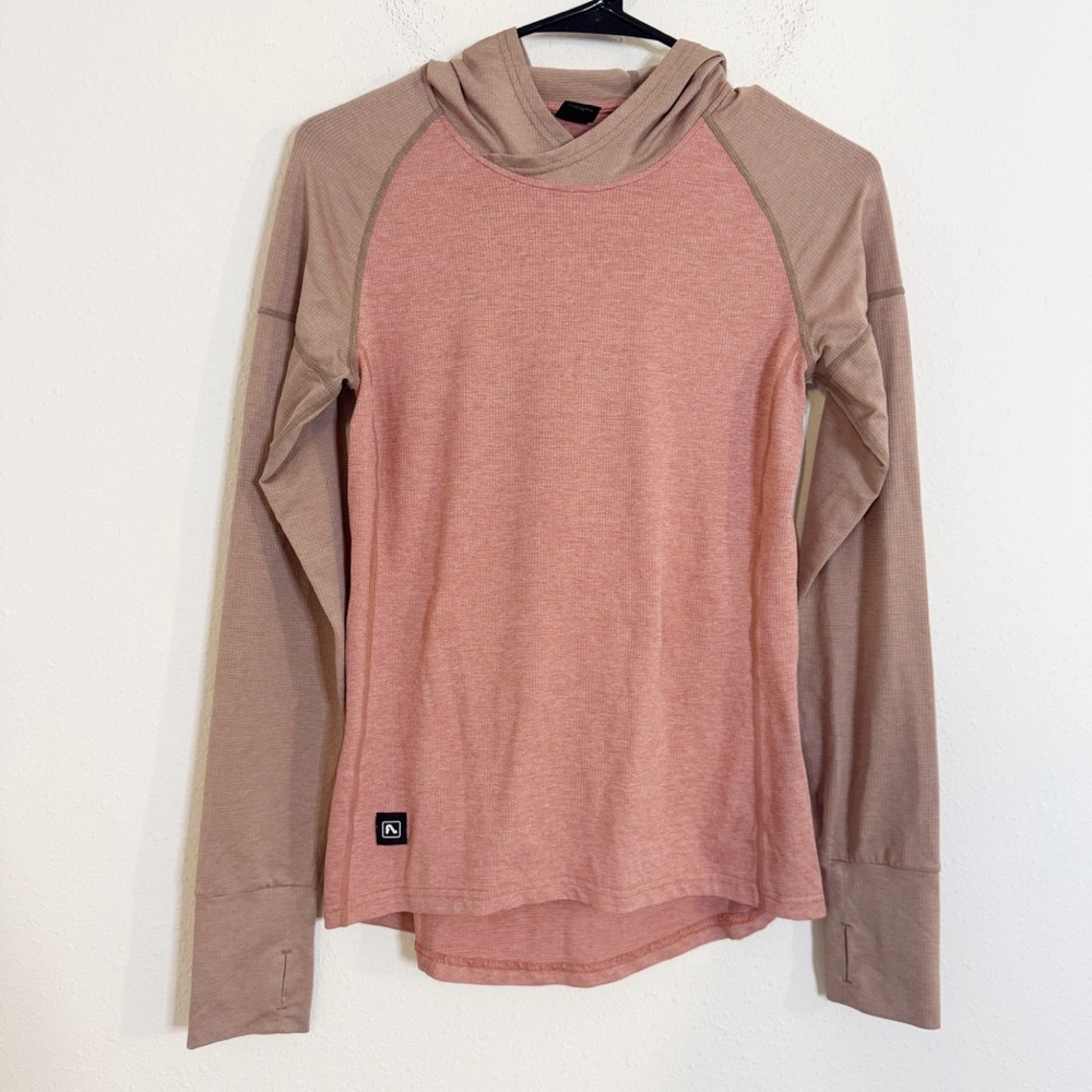 Flylow Flow Pink and Tan long sleeve Moonlight shirt Hoodie - Picture 2 of 5